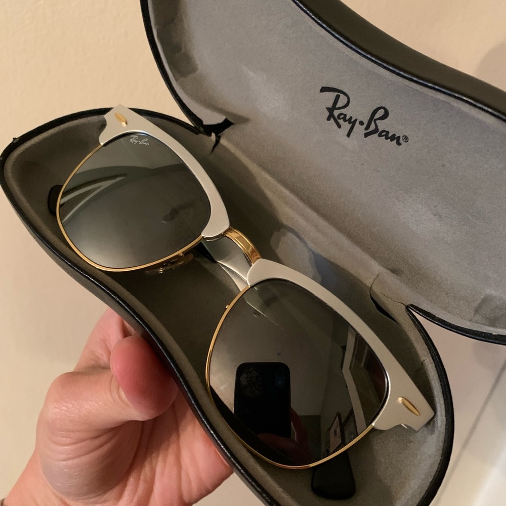 Ray-Ban Club Master Silver & Gold Metal Sunglasses with Mirror Finish Lenses